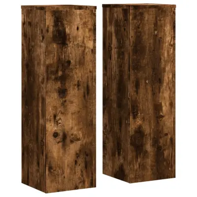 vidaXL Stojalo za rastline 2 kosa dimljeni hrast 25x25x80 cm inž. les