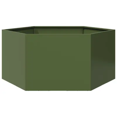 vidaXL Vrtno korito olivno zelena šestkotnik 104x90x45 cm jeklo