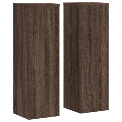 vidaXL Stojalo za rastline 2 kosa rjavi hrast 25x25x80 cm inž. les