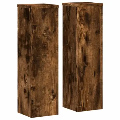 vidaXL Stojalo za rastline 2 kosa dimljeni hrast 17x17x60 cm inž. les
