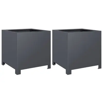 vidaXL Vrtno korito 2 kosa antracit 40x40x40 cm jeklo