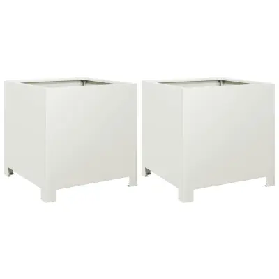 vidaXL Vrtno korito 2 kosa bela 40x40x40 cm jeklo