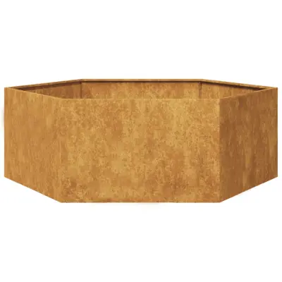vidaXL Vrtno korito šestkotnik 138x120x45 cm corten jeklo