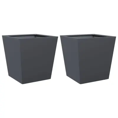 vidaXL Vrtno korito 2 kosa antracit 40x40x40 cm jeklo