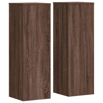 vidaXL Stojalo za rastline 2 kosa rjavi hrast 33x33x100 cm inž. les