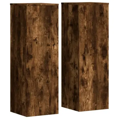 vidaXL Stojalo za rastline 2 kosa dimljeni hrast 33x33x100 cm inž. les
