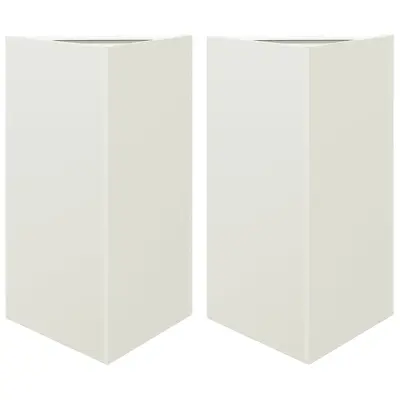 vidaXL Vrtno korito 2 kosa bela trikotna 50x43x75 cm jeklo
