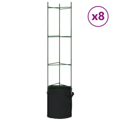vidaXL Mreža za paradižnik z vrečo za rastline 8 kosov 154 cm jeklo PP