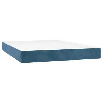 vidaXL Vzmetnica z žepkasto vzmetjo temno modra 140x210x20 cm žamet