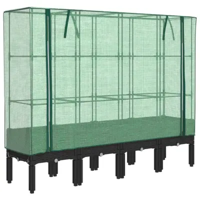 vidaXL Visoka greda s prevleko za rastlinjak videz ratana 160x40x140cm