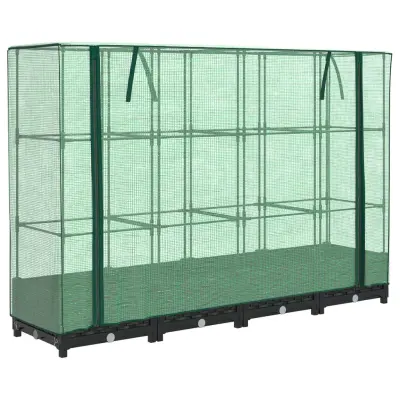 vidaXL Visoka greda s prevleko za rastlinjak videz ratana 160x40x123cm