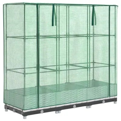 vidaXL Visoka greda s prevleko za rastlinjak videz ratana 120x40x123cm