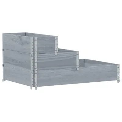 vidaXL Visoka greda 3-nadstropna siva 120x80 cm trdna borovina