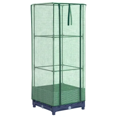 vidaXL Visoka greda s prevleko za rastlinjak videz ratana 40x40x123 cm