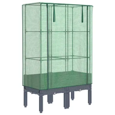 vidaXL Visoka greda s prevleko za rastlinjak videz ratana 80x40x140 cm