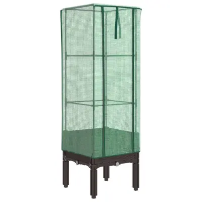 vidaXL Visoka greda s prevleko za rastlinjak videz ratana 40x40x140 cm