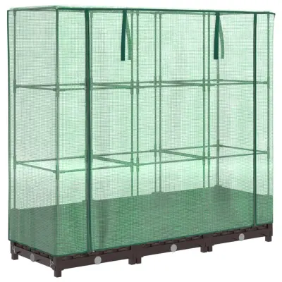 vidaXL Visoka greda s prevleko za rastlinjak videz ratana 120x40x123cm