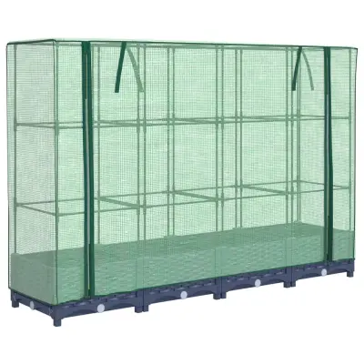 vidaXL Visoka greda s prevleko za rastlinjak videz ratana 160x40x123cm