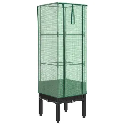 vidaXL Visoka greda s prevleko za rastlinjak videz ratana 40x40x140 cm