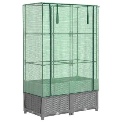 vidaXL Visoka greda s prevleko za rastlinjak videz ratana 80x40x138 cm