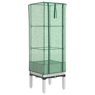 vidaXL Visoka greda s prevleko za rastlinjak videz ratana 40x40x140 cm