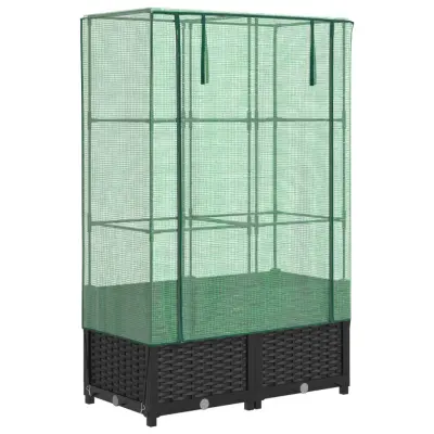 vidaXL Visoka greda s prevleko za rastlinjak videz ratana 80x40x138 cm