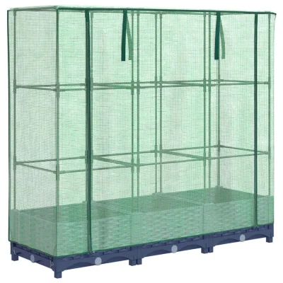 vidaXL Visoka greda s prevleko za rastlinjak videz ratana 120x40x123cm