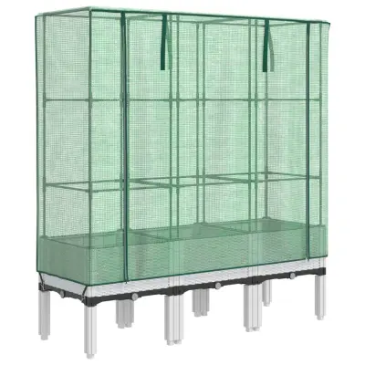 vidaXL Visoka greda s prevleko za rastlinjak videz ratana 120x40x140cm