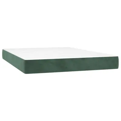 vidaXL Vzmetnica z žepkasto vzmetjo temno zelena 140x210x20 cm žamet