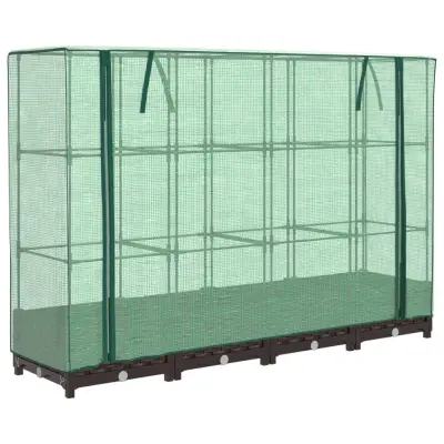 vidaXL Visoka greda s prevleko za rastlinjak videz ratana 160x40x123cm