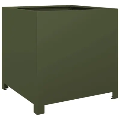 vidaXL Vrtno korito olivno zelena 50x50x50 cm jeklo