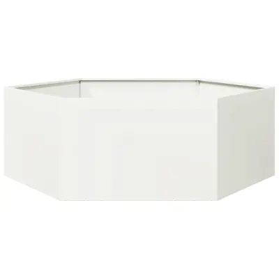 vidaXL Vrtno korito bela šestkotnik 138x120x45 cm jeklo