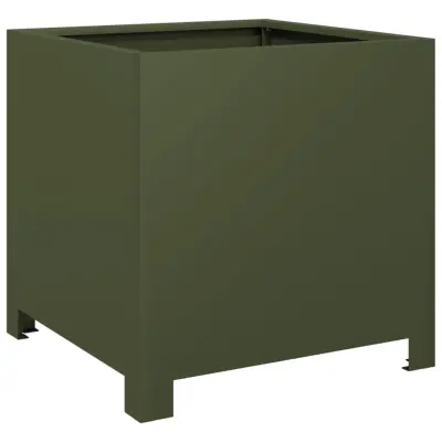 vidaXL Vrtno korito olivno zelena 40x40x40 cm jeklo