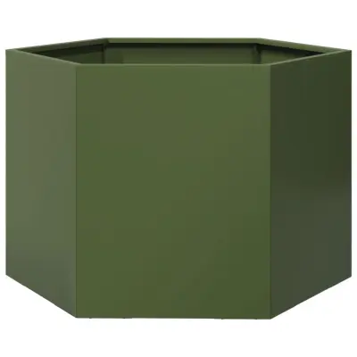 vidaXL Vrtno korito olivno zelena šestkotnik 69x60x45 cm jeklo