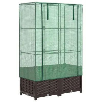 vidaXL Visoka greda s prevleko za rastlinjak videz ratana 80x40x138 cm