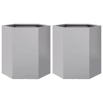 vidaXL Vrtno korito 2 kosa šestkotnik 46x40x45 cm pocinkano jeklo