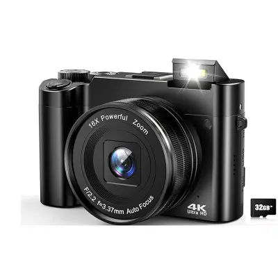 Digitalni fotoaparat 4K s sprednjo in zadnjo kamero, pomnilniška kartica 32 GB (DC218)