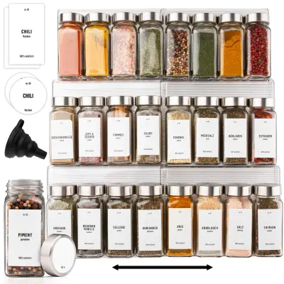 Deco Haus Organizator za predal s kozarčki za začimbe - 3-stopenjski organizator za predal - kuhinjski organizator, organizator za predal s 24 kozarčk