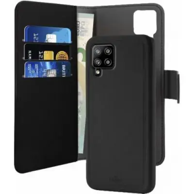 PURO, Ohišje v obliki školjke za Galaxy A42 5G Folio 2 v 1 z magnetnim ovitkom in držalom za kartice, ?rna