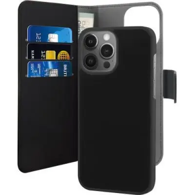PURO, Ohišje v obliki školjke za apple iPhone 13 Pro Folio 2 v 1 z magnetnim ovitkom in držalom za kartice, ?rna
