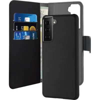 PURO, Ohišje v obliki školjke za Galaxy S21 Plus 5G Folio 2 v 1 z magnetnim ovitkom in držalom za kartice, ?rna