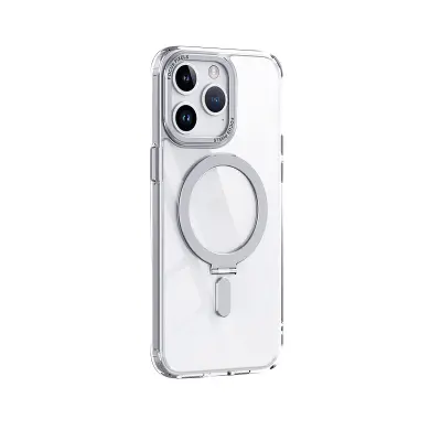 Magnetna torbica za telefon z nevidnim stojalom, združljiva z MagSafe Silver  iPhone 15 Pro
