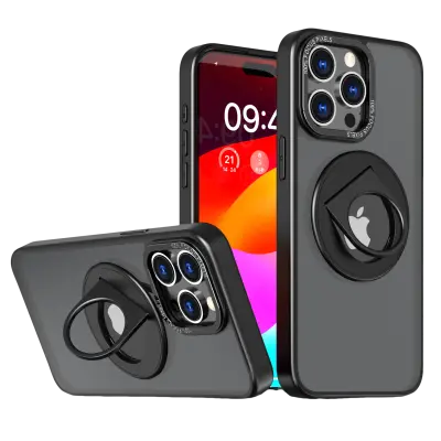 Magnetna zaščitna torbica za telefon z nevidnim stojalom, združljiva z iPhone Black  iPhone 14 Pro Max