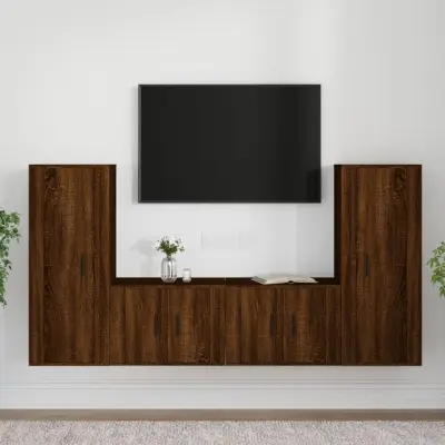 The Living Store Komplet TV omaric 4-delni rjav hrast inženirski les - Komplet TV Omaric