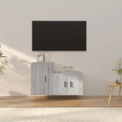 The Living Store Komplet TV omaric 2-delni siv sonoma inženirski les - Komplet TV Omaric
