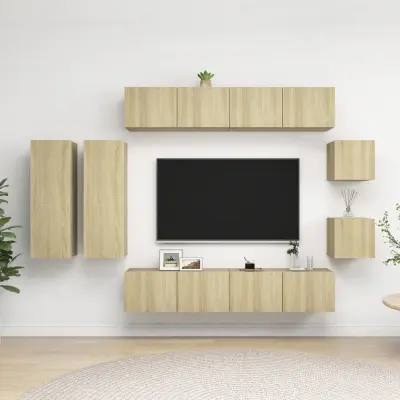 The Living Store Komplet TV omaric 8-delni sonoma hrast konstruiran les - Komplet TV Omaric