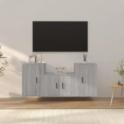 The Living Store Komplet TV omaric 3-delni siva sonoma inženirski les - Komplet TV Omaric