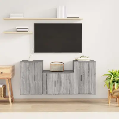 The Living Store Komplet TV omaric 3-delni siva sonoma inženirski les - Komplet TV Omaric