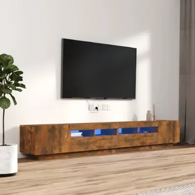 The Living Store Komplet TV omaric LED 3-delni dimljen hrast inženirski les - Komplet TV Omaric