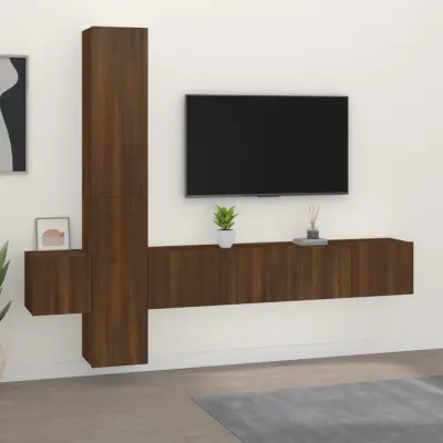 The Living Store Komplet TV omaric 5-delni rjav hrast inženirski les - Komplet TV Omaric